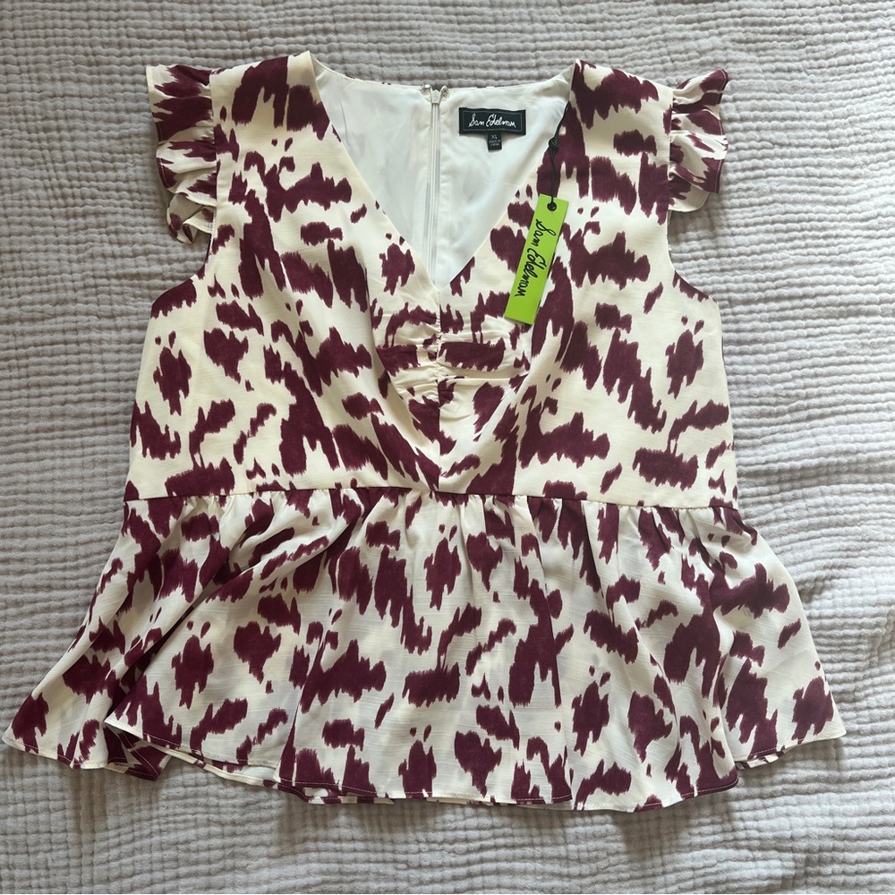 Sam Edelman Beaumont Flutter Sleeve Women's Blouse XL NWT
